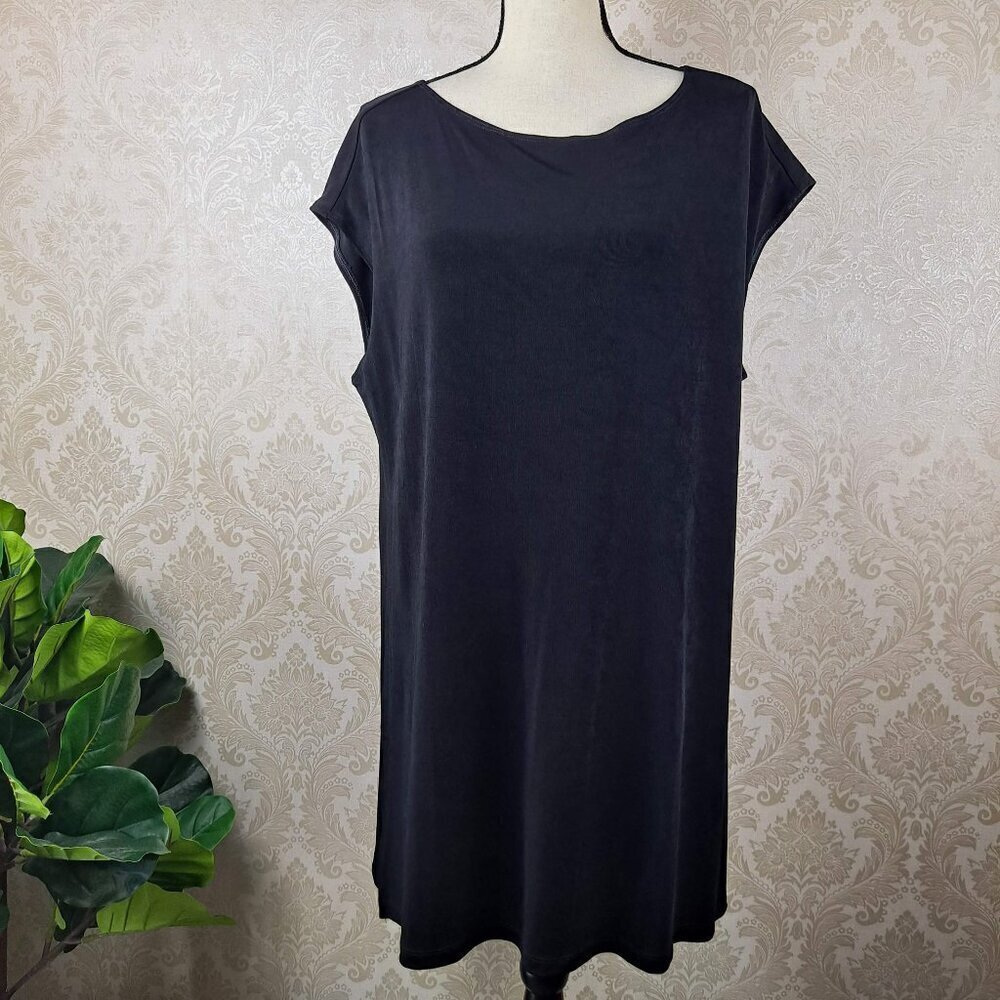 Traveler's by Chico's Size 3 (US L) Black Sleeveless Tunic Top Side Vents NWT